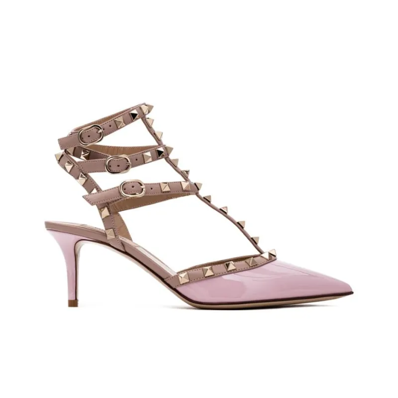Valentino Rockstud Garavani Slim Heel High Heels 7cm Women's Pink-1