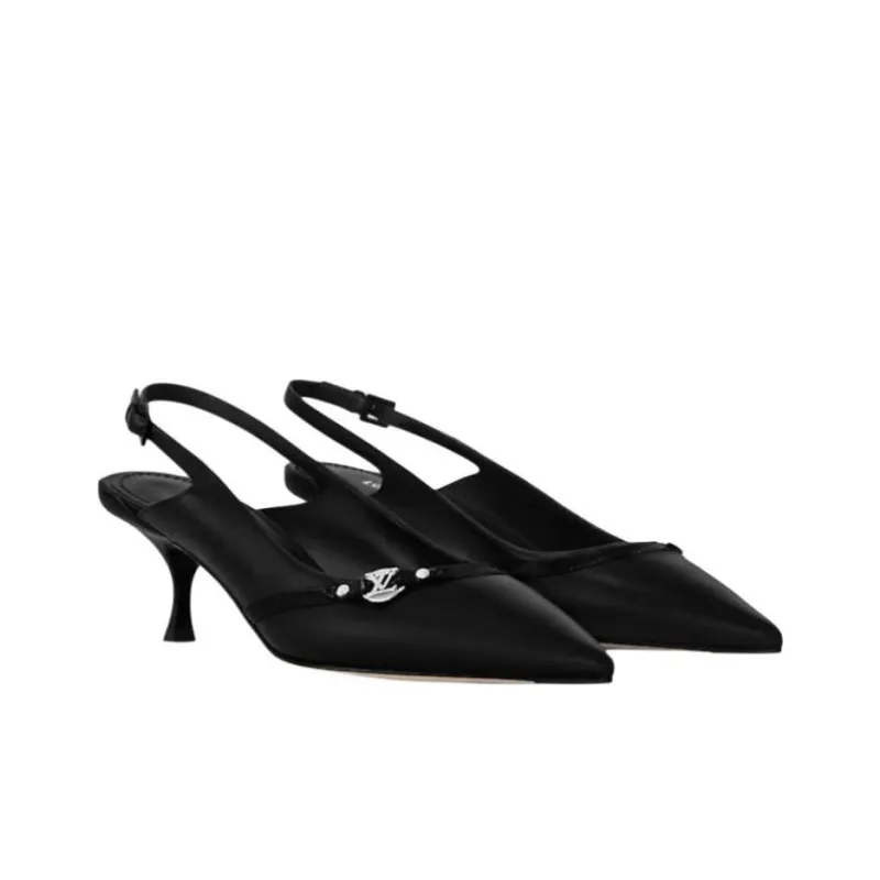 LOUIS VUITTON 6AM Slim Heel High Heels 5.5cm Women's Black-2