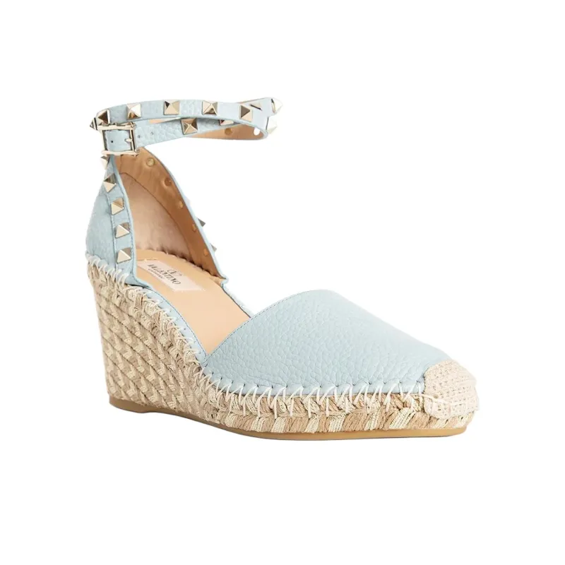 Valentino Rockstud GARAVANI Wedge Heel High Heels 7cm Women's Blue-2