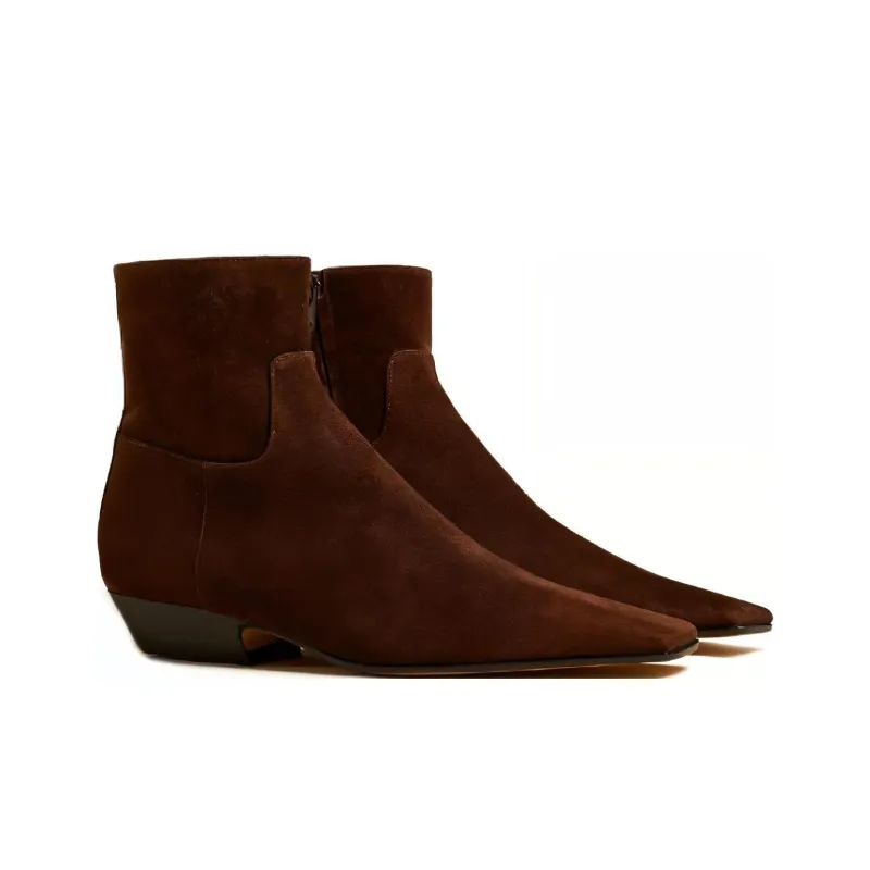 KHAITE The Marfa Suede Ankle Boots-3