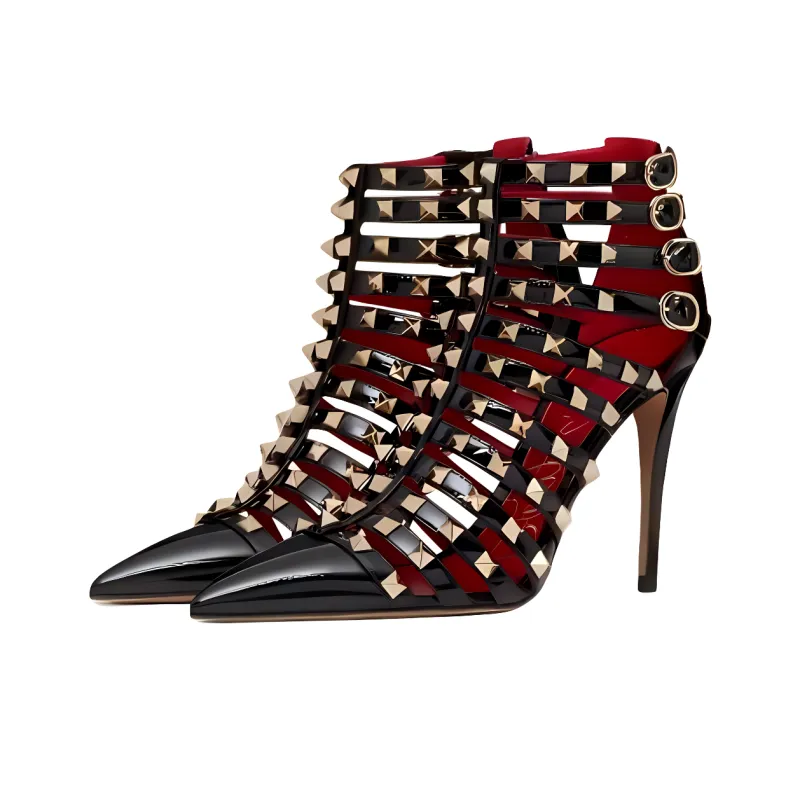 Valentino ROCKSTUD Slim Heel High Heels 9.5cm Women's Black-2