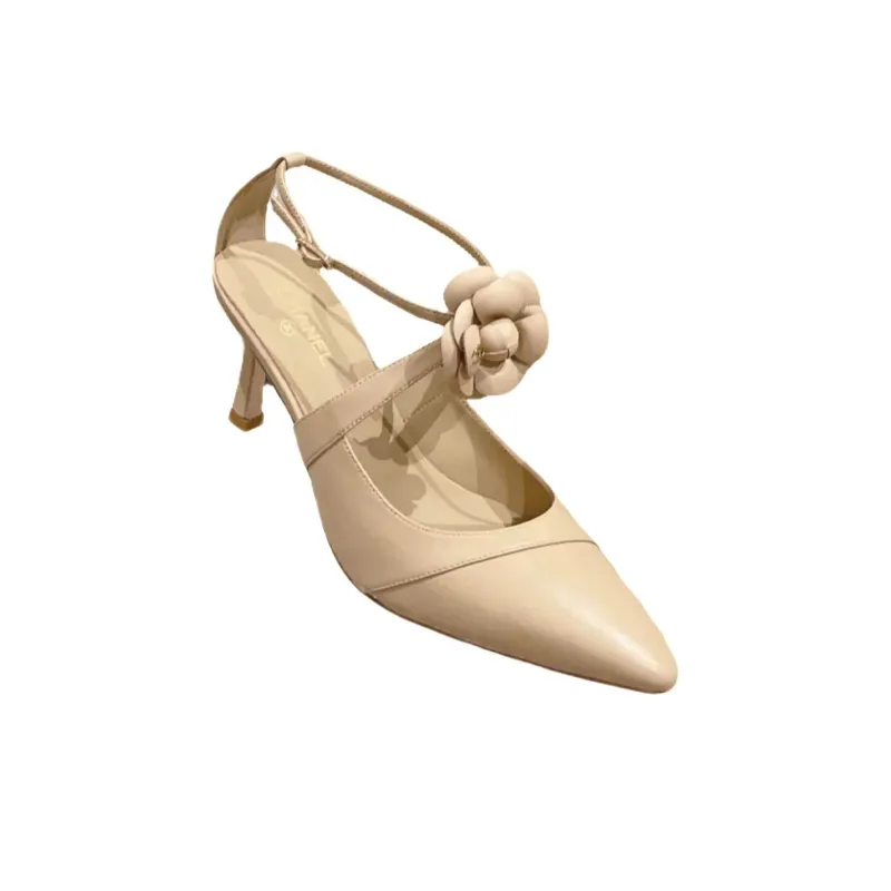 CHANEL Slim Heel High Heels Women's Beige-1