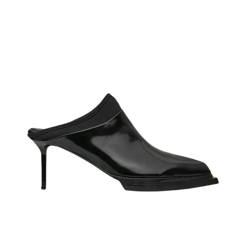 1017 ALYX 9SM Slim Heel Wrap toe Slippers 7cm Women's Black-1