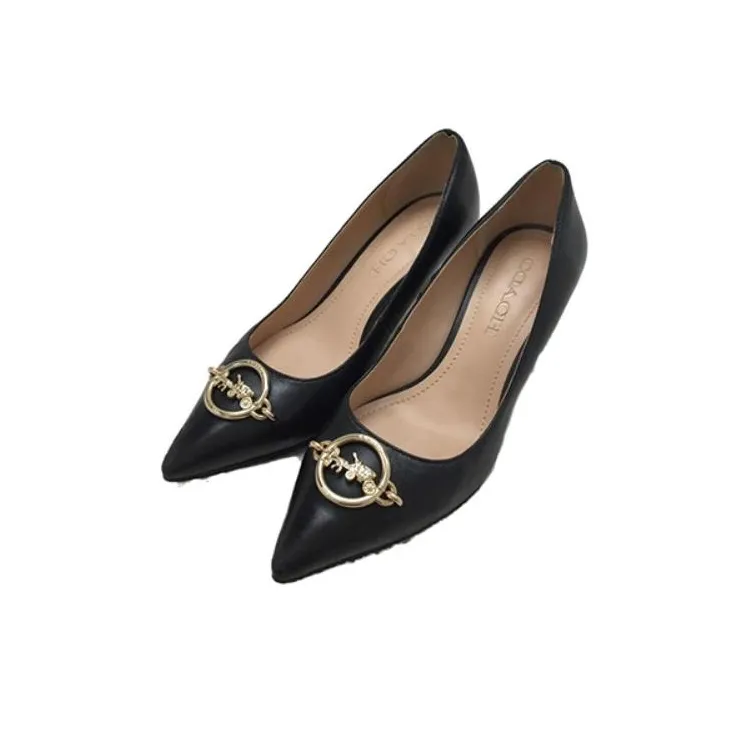 COACH Slim Heel High Heels 6.5cm Women's Black-3