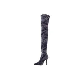 SAINT LAURENT Knee high Boots Women's Gray