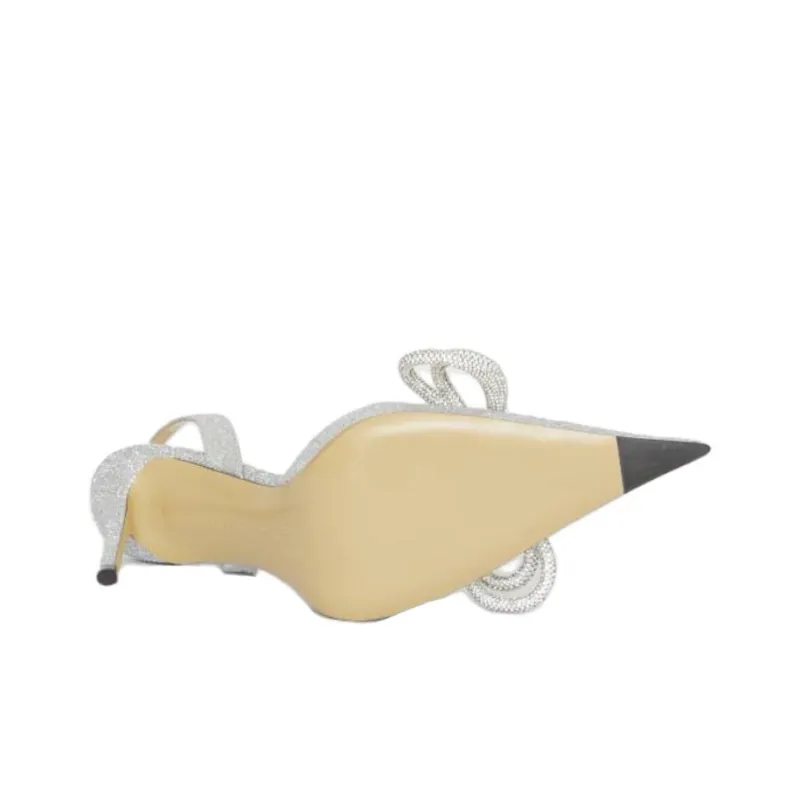 MACH & MACH Double Bow Glitter 95mm Pumps-4