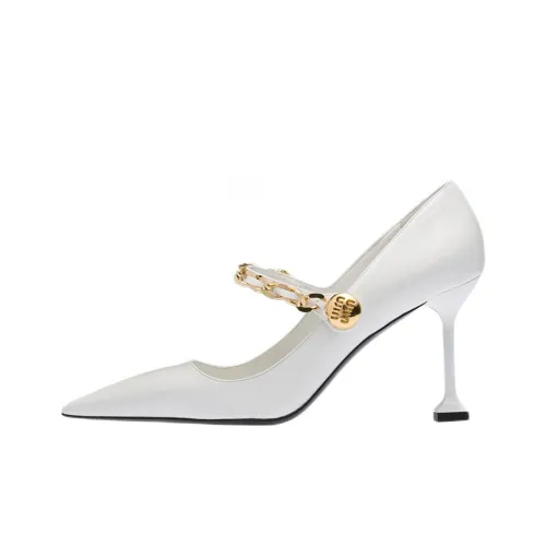 MIU MIU Slim Heel High Heels 8.5cm Women's White