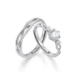 Heartbeat Radiance Couple Rings-S999 Fine Silver