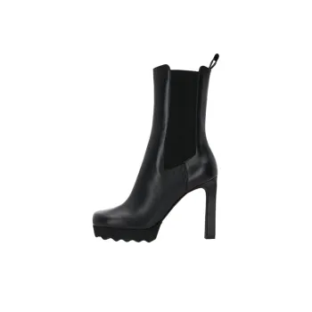 OFF WHITE Round Toe High Heel Boots Women's