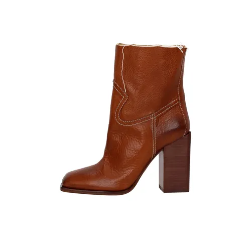 SAINT LAURENT Wyatt Ankle Boots Women's Brown