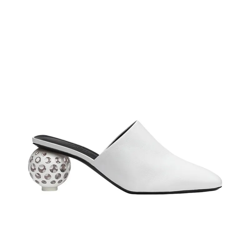 HERMES Irregular Heel High Heels Women's White-1