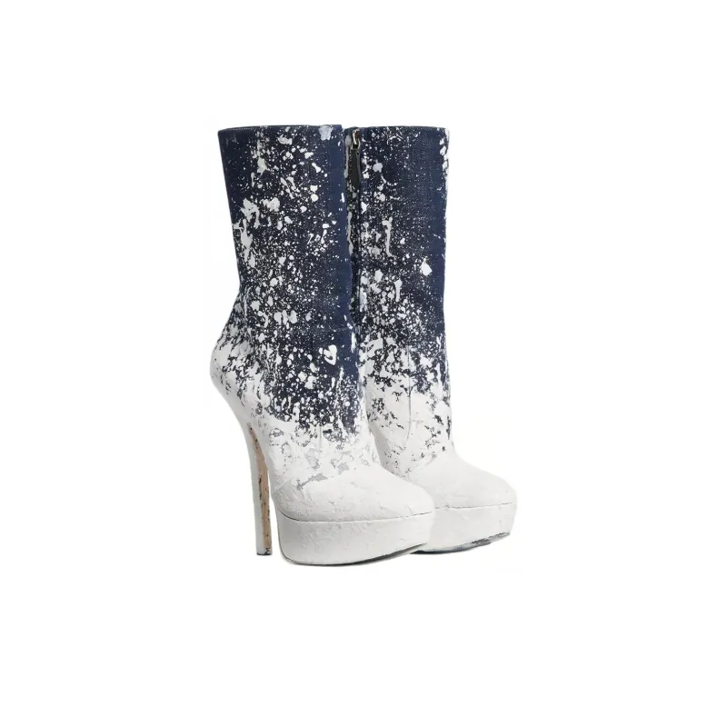 DSQUARED 2 120mm Painterly print Leather Boots Women's-2