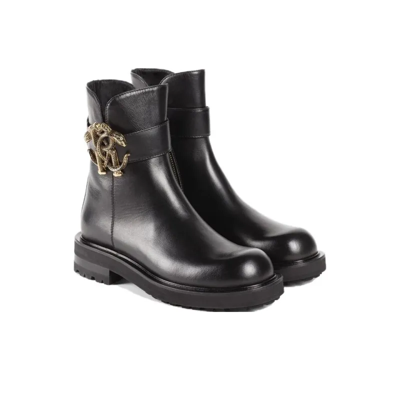 Roberto Cavalli Logo-plaque Leather Boots-2