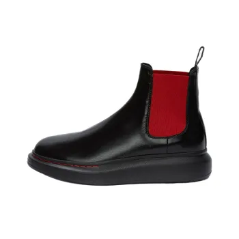 Alexander McQueen Hybrid Chelsea Boot Black Red