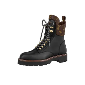 LOUIS VUITTON Territory Flat Ranger Boots 'Black With Monogram Collar' Women's