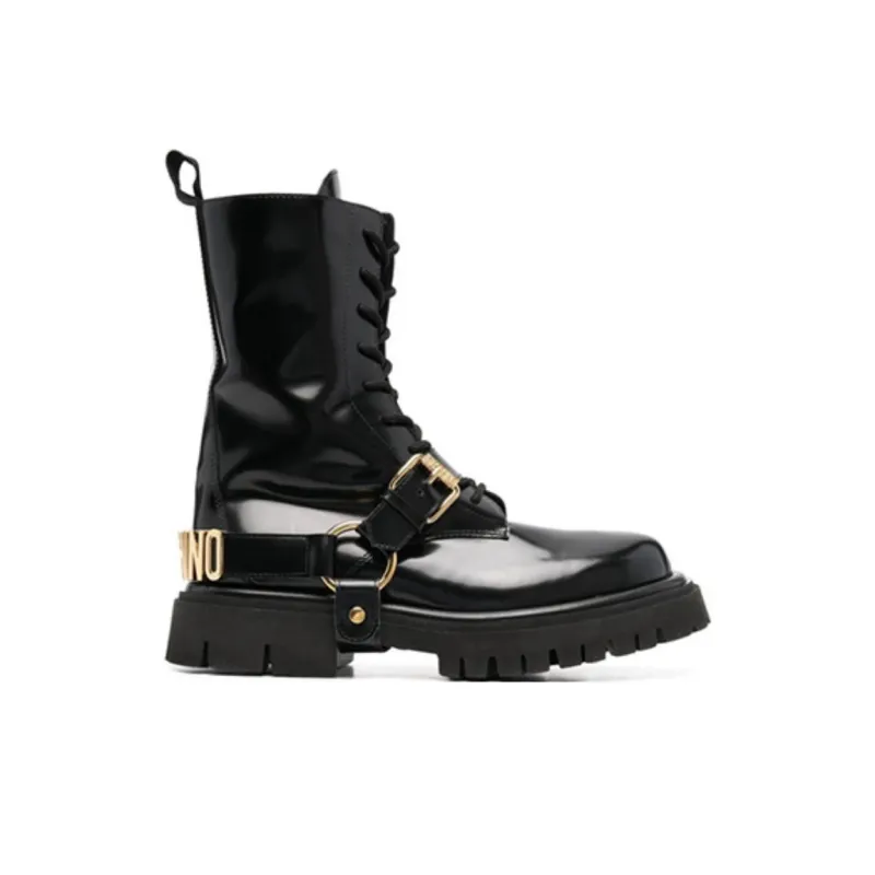 MOSCHINO Ankle Boots Medium Heel Men's Black-1