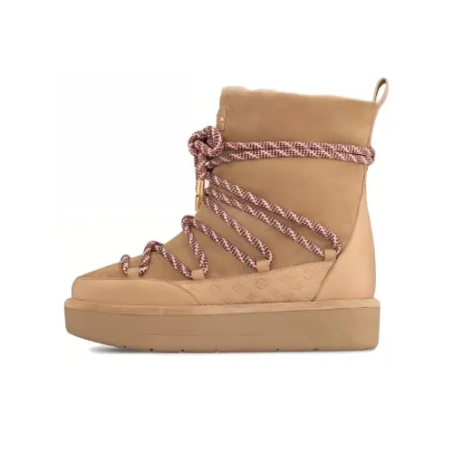 LOUIS VUITTON Warm Short Snow Boots Women's Brown
