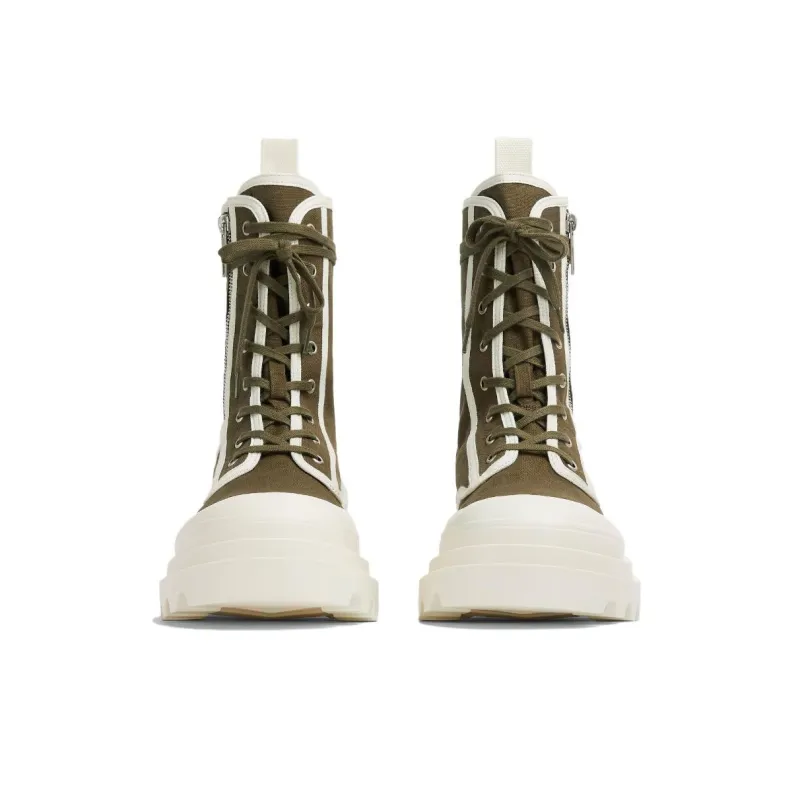 Bottega Veneta Lace Up Boots Green White-3