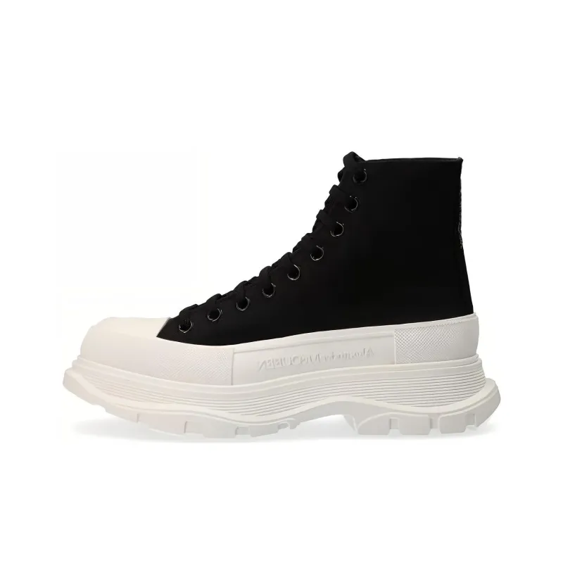 Alexander McQueen Tread Slick Lace Up Boot Black White-0
