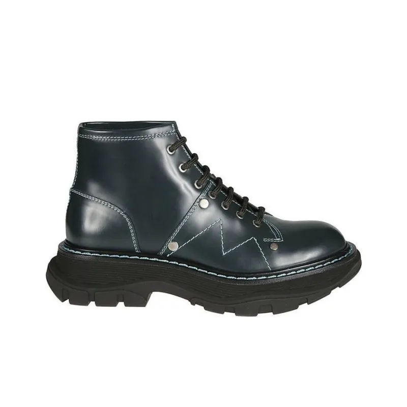 Alexander McQueen Ankle Boots Women's Green Silver Color-1