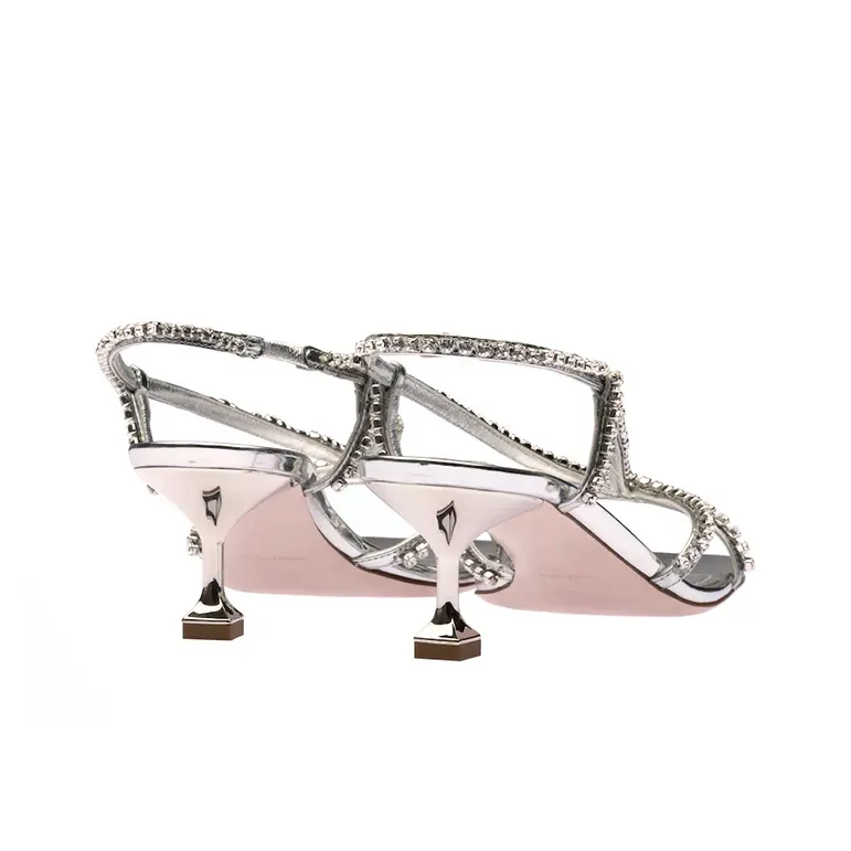 MIU MIU Flared Heel High Heels 5.5cm Women's Silver-3