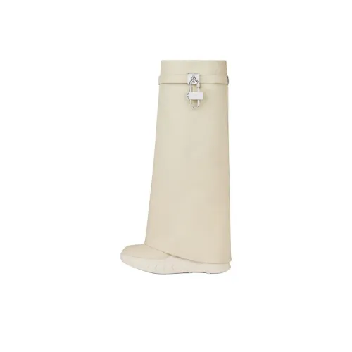 Givenchy Shark Lock Knee high Boots 9cm Women's Beige