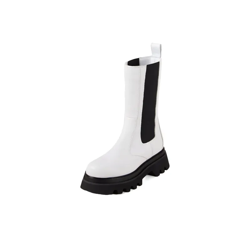 ALOHAS Short Chelsea Boots 5.5cm Women's White-0