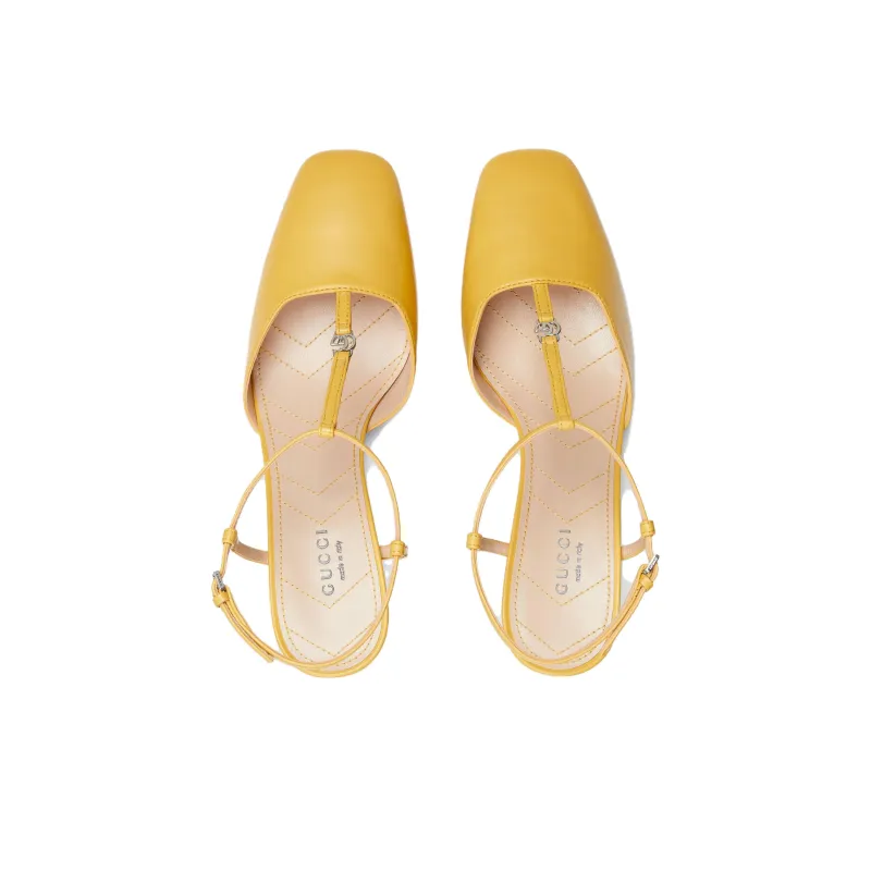 GUCCI PETITE GG Spool Heel High Heels 5.5cm Women's Yellow-3