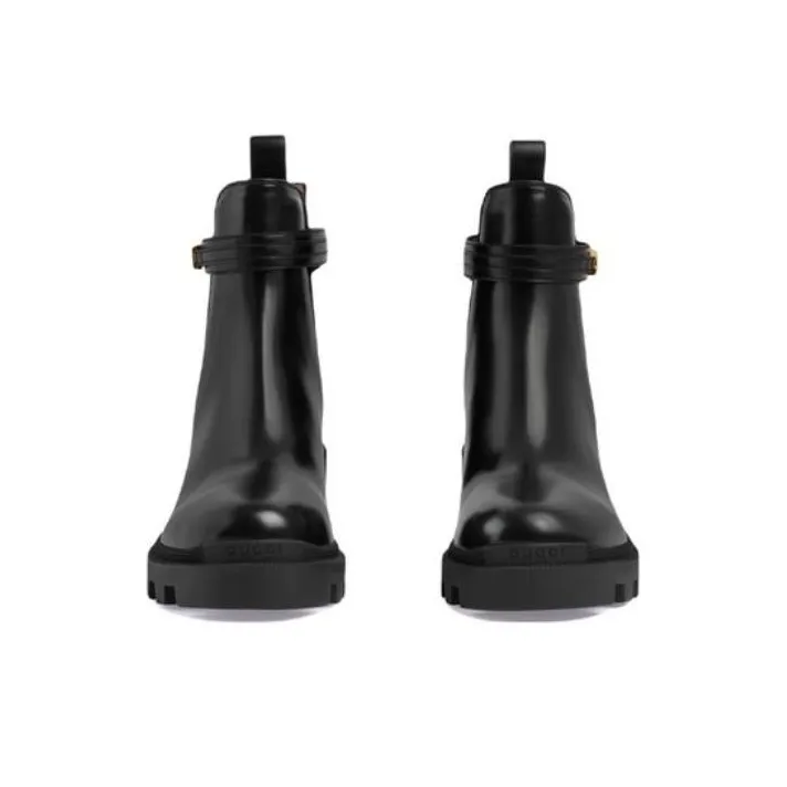 GUCCI Logo Strap Chelsea Boots Black Women's-2