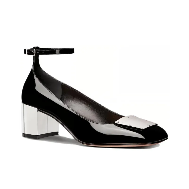 DIOR La Parisienne Dior Chunky Heel High Heels 5.5cm Women's Black-2