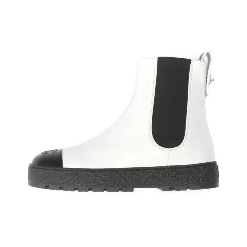 CHANEL Chelsea Boots Women's White Black