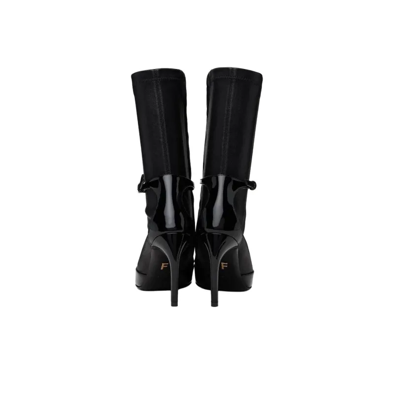 FERRAGAMO Britt Ankle Boots 10cm Women's Black-5
