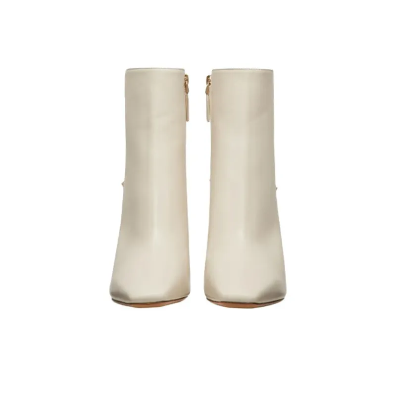 Valentino Rockstud Ankle Boots 9cm Women's White-3
