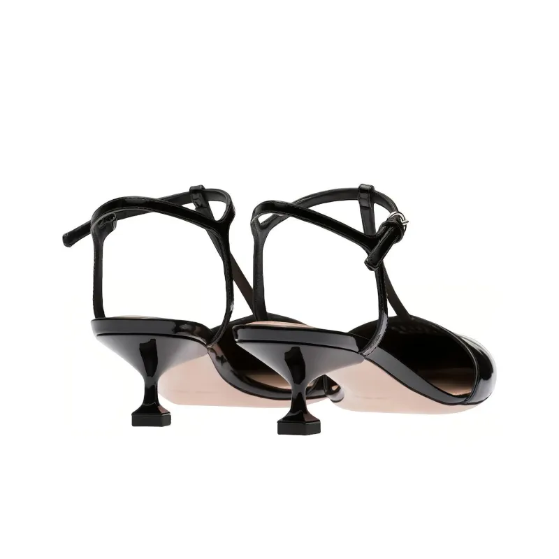 MIU MIU Killer Slim Heel High Heels Women's Black White-3