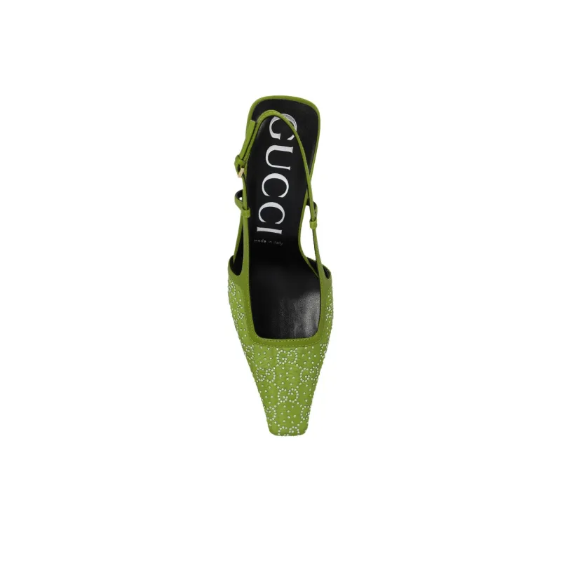 GUCCI Slim Heel High Heels 7.5cm Women's Green-4