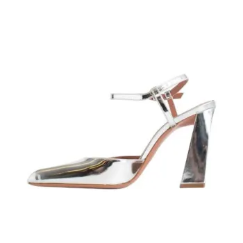 AMINA MUADDI Charlotte Spool Heel High Heels 9.5cm Women's Silver