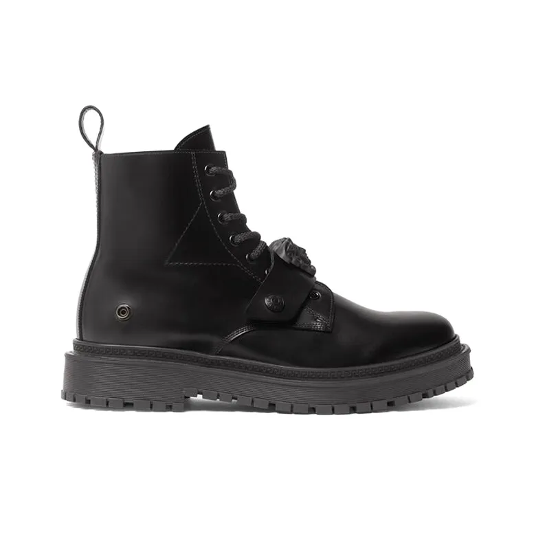 VERSACE Medusa Lace Up Short Martin Boot Men's Black-1