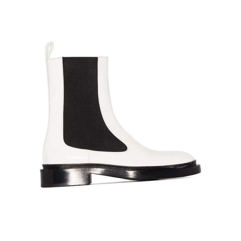 JIL SANDER Short Chelsea Boots Women's White Black-2