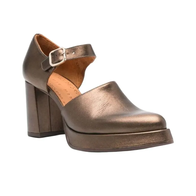 CHIE MIHARA Facet Chunky Heel High Heels 7.5cm Women's Copper-2