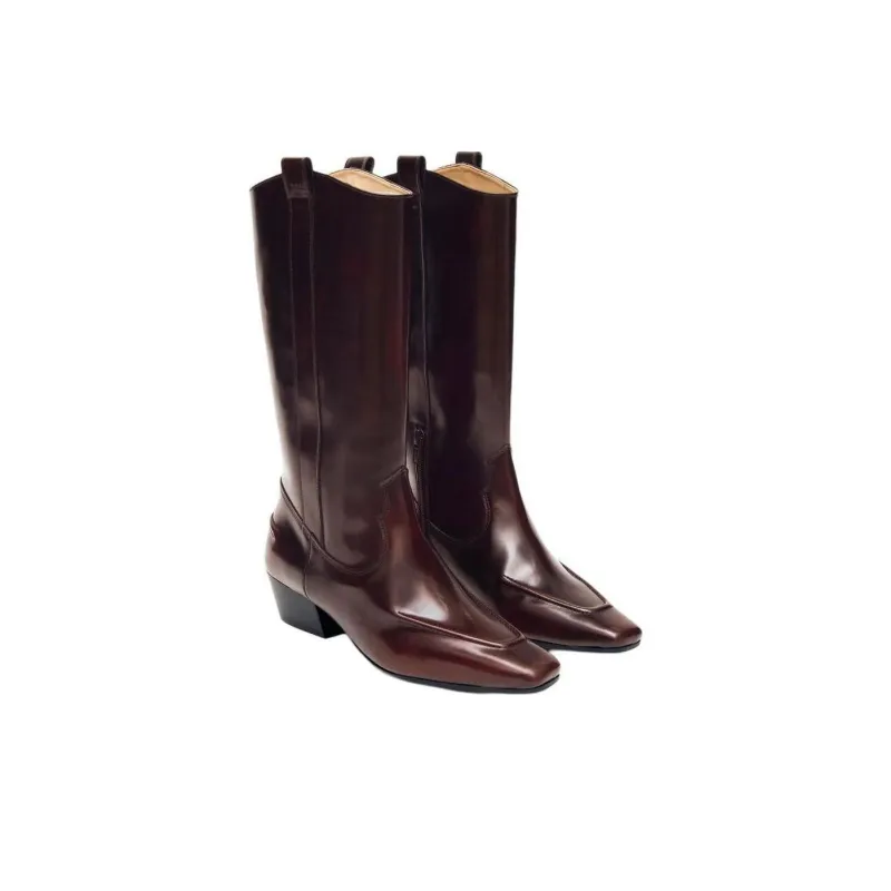 ALOHAS Chase Knee-high Boots 4.5cm Women's Burgundy-3