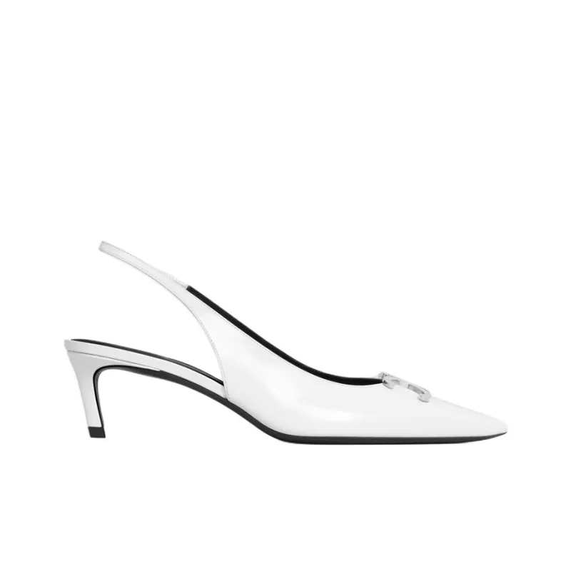 CELINE Triomphe Slim Heel High Heels 5cm Women's White-1