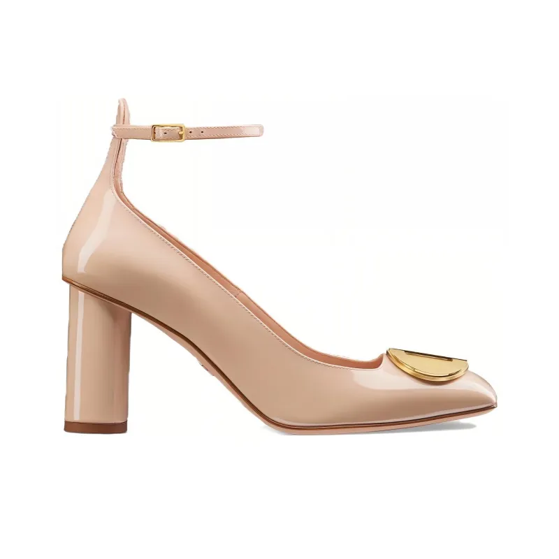 DIOR Forever Dior Chunky Heel High Heels 8cm Women's Beige-1