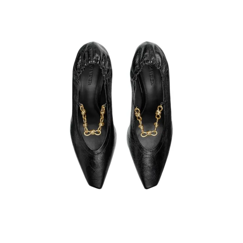 Bottega Veneta Sharp Spool Heel High Heels 6cm Women's Black-3