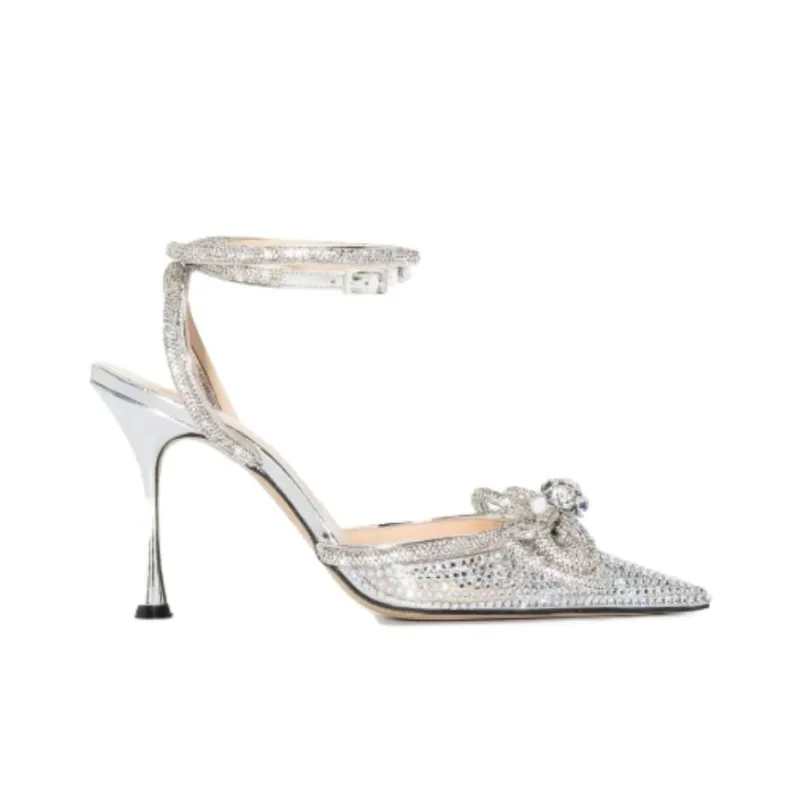 MACH & MACH 95m Bow-detailed Crystal-embellished Sandals-1