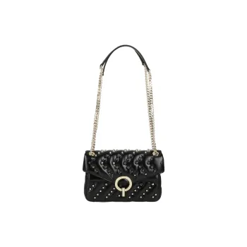 Sandro Cow Leather Shoulder Bag Medium Size Women's Black