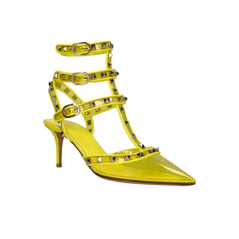 Valentino Slim Heel High Heels Women's Yellow-2