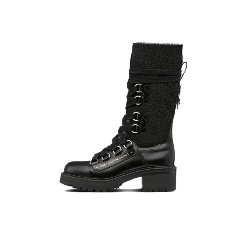 DIOR D-Fight Mid-Calf Boots Women's Black-0