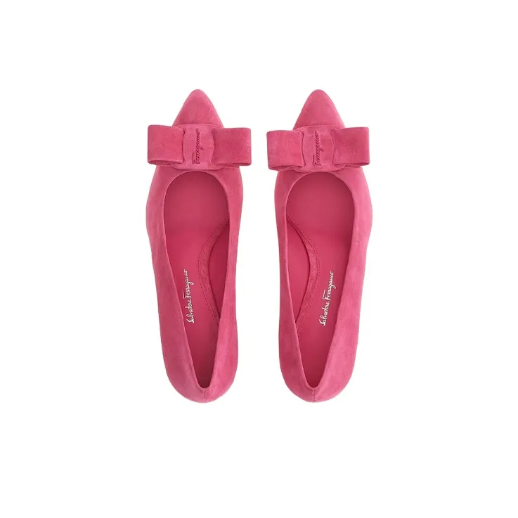 FERRAGAMO Viva Chunky Heel High Heels 5.5cm Women's Pink-3