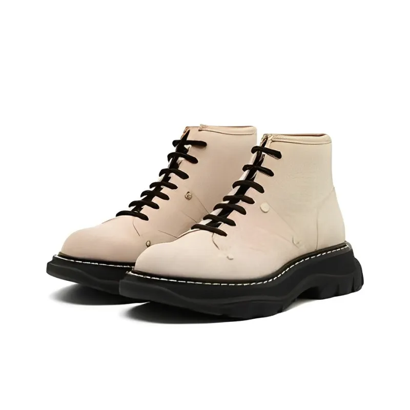 Alexander McQueen Tread Boots 'Beige Black' Women's-1