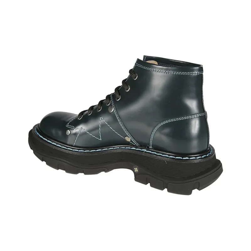 Alexander McQueen Ankle Boots Women's Green Silver Color-3